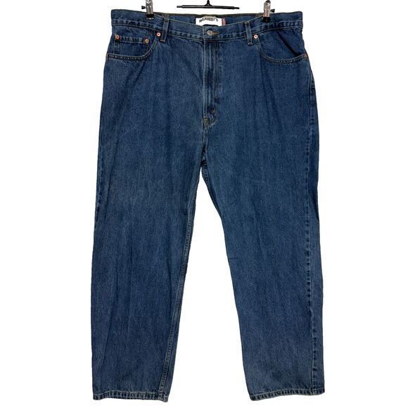 Levis 550 Jeans Mens 42X30 Blue Relaxed Straight Dark Wash Actual 41X30 Workwear - Picture 1 of 10